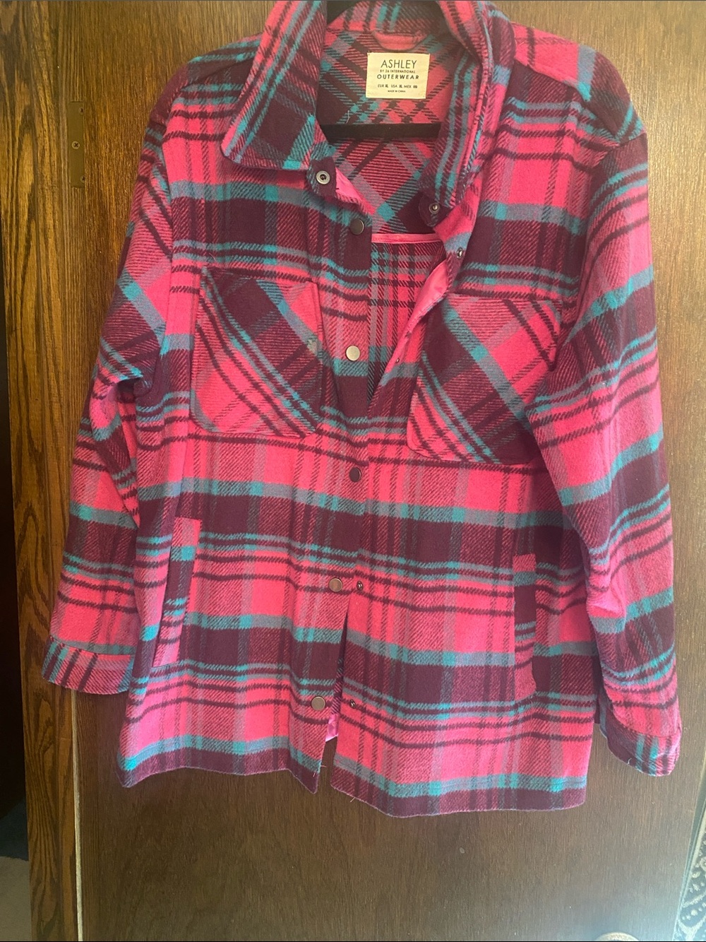 Ashley By 26 International Pink Plaid snap jacket